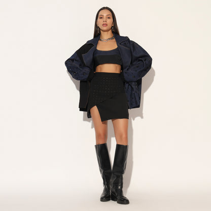 QUASAR EMBROIDERED OVERSIZED DENIM JACKET