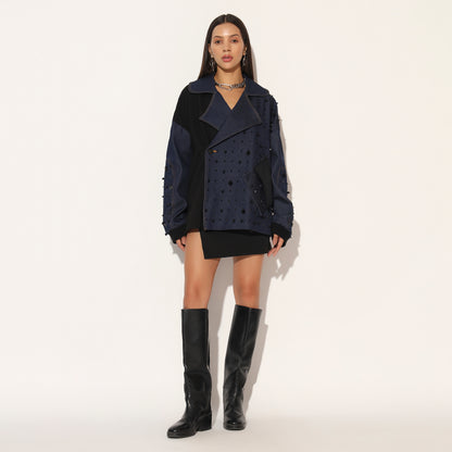 QUASAR EMBROIDERED OVERSIZED DENIM JACKET