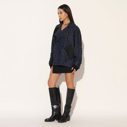 QUASAR EMBROIDERED OVERSIZED DENIM JACKET