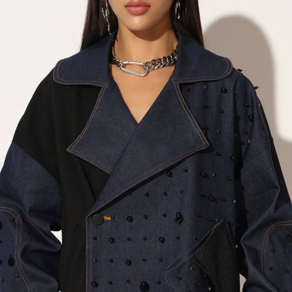 QUASAR EMBROIDERED OVERSIZED DENIM JACKET