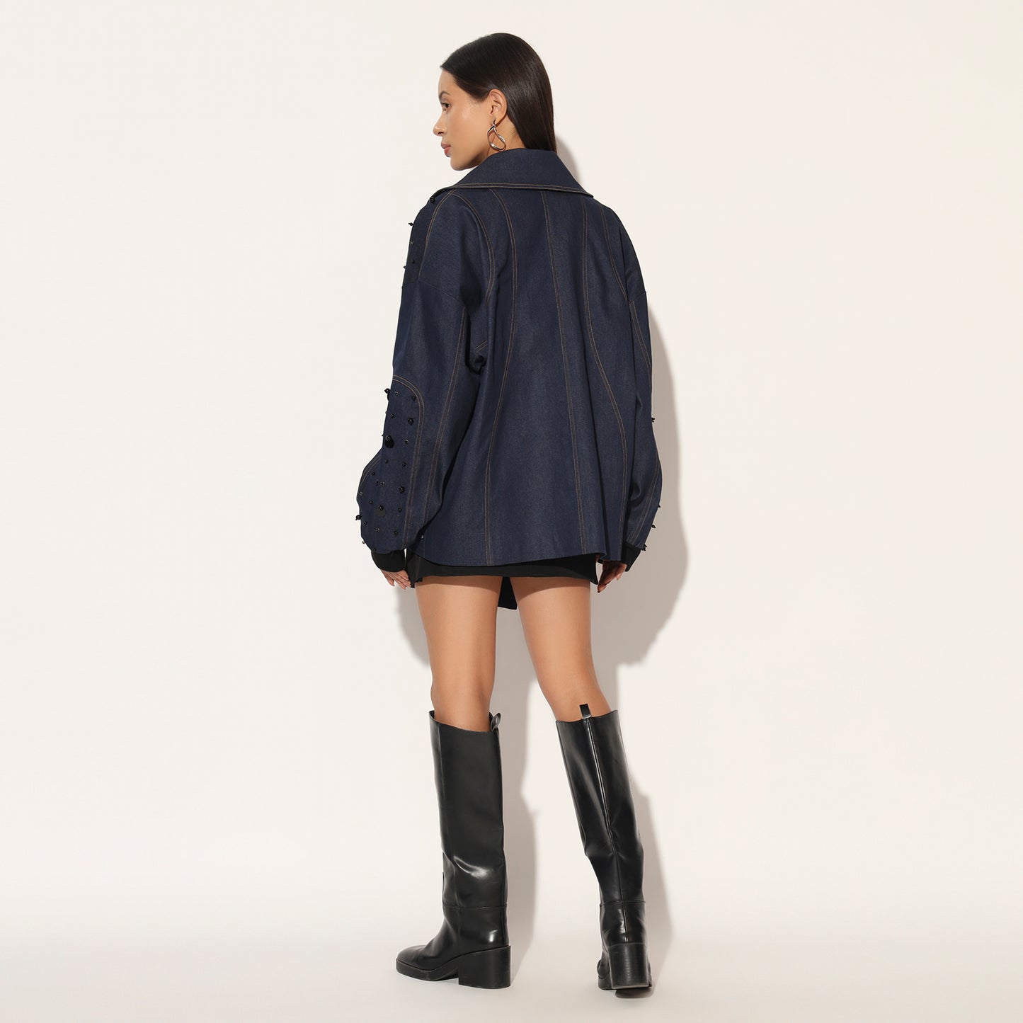 QUASAR EMBROIDERED OVERSIZED DENIM JACKET