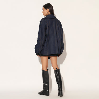 QUASAR EMBROIDERED OVERSIZED DENIM JACKET